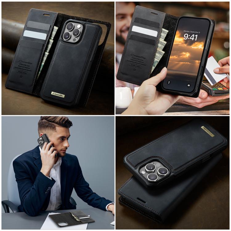 For iPhone 16 Pro CaseMe C49 MagSafe RFID Blocking Detachable Wallet Leather Phone Case(Black) - iPhone 16 Pro Cases by CaseMe | Online Shopping UK | buy2fix
