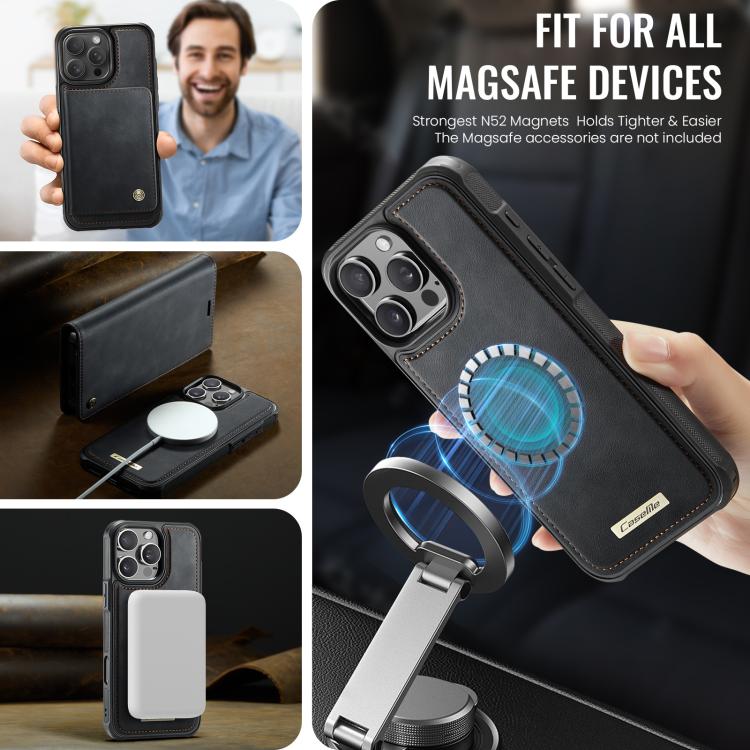 For iPhone 16 Pro CaseMe C49 MagSafe RFID Blocking Detachable Wallet Leather Phone Case(Black) - iPhone 16 Pro Cases by CaseMe | Online Shopping UK | buy2fix