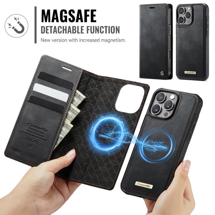 For iPhone 16 Pro CaseMe C49 MagSafe RFID Blocking Detachable Wallet Leather Phone Case(Black) - iPhone 16 Pro Cases by CaseMe | Online Shopping UK | buy2fix