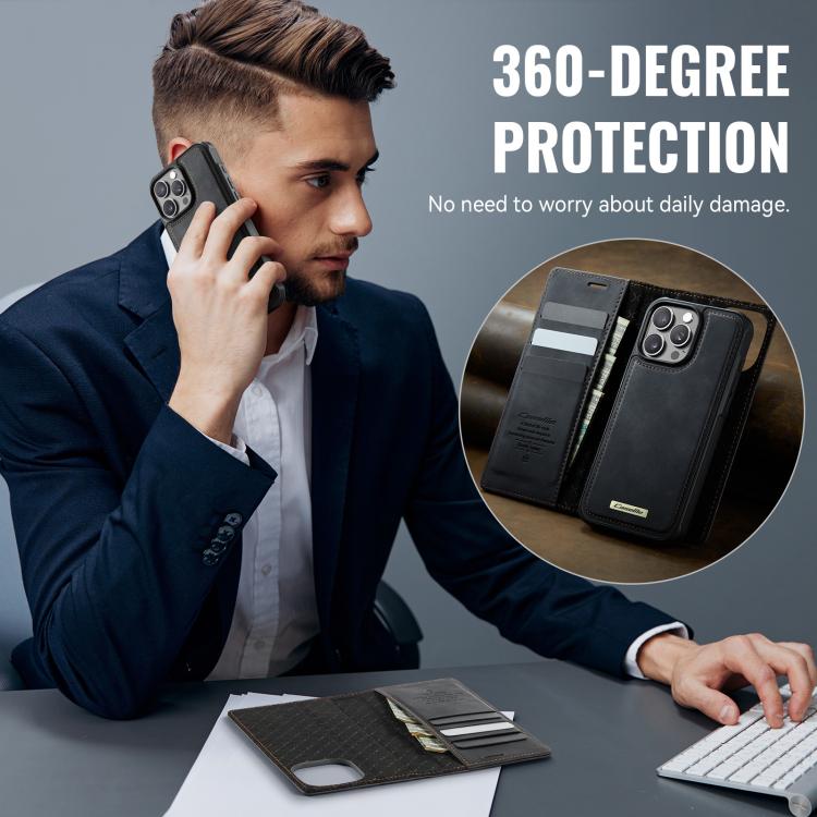 For iPhone 16 Pro CaseMe C49 MagSafe RFID Blocking Detachable Wallet Leather Phone Case(Black) - iPhone 16 Pro Cases by CaseMe | Online Shopping UK | buy2fix