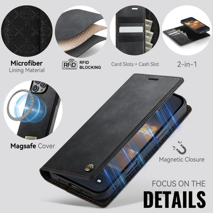 For iPhone 16 Pro CaseMe C49 MagSafe RFID Blocking Detachable Wallet Leather Phone Case(Black) - iPhone 16 Pro Cases by CaseMe | Online Shopping UK | buy2fix