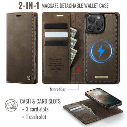 For iPhone 16 Pro CaseMe C49 MagSafe RFID Blocking Detachable Wallet Leather Phone Case(Coffee) - iPhone 16 Pro Cases by CaseMe | Online Shopping UK | buy2fix