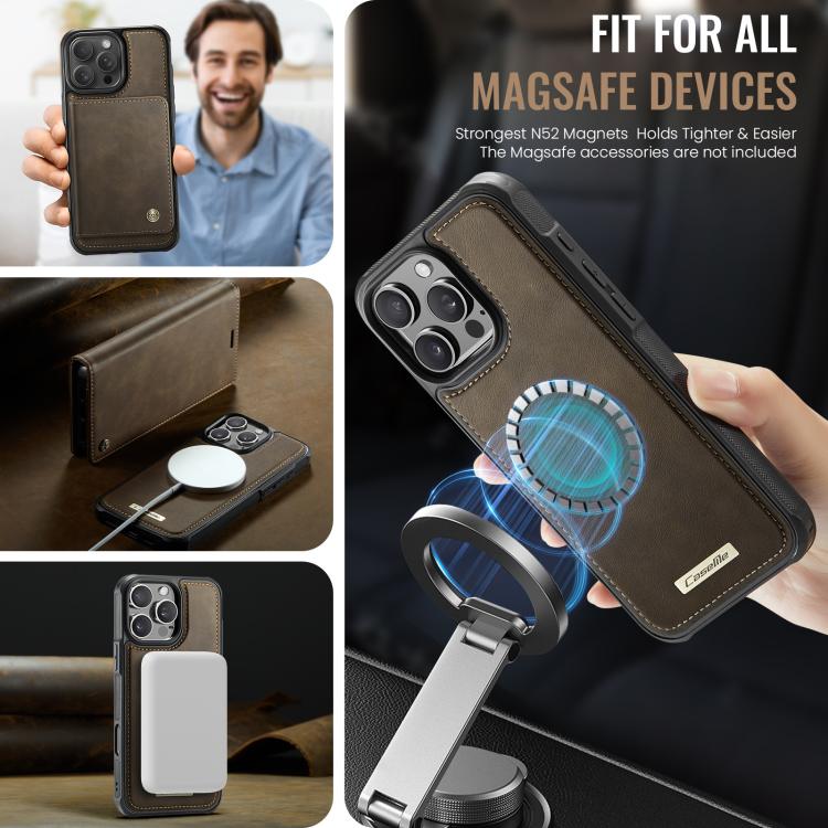 For iPhone 16 Pro CaseMe C49 MagSafe RFID Blocking Detachable Wallet Leather Phone Case(Coffee) - iPhone 16 Pro Cases by CaseMe | Online Shopping UK | buy2fix