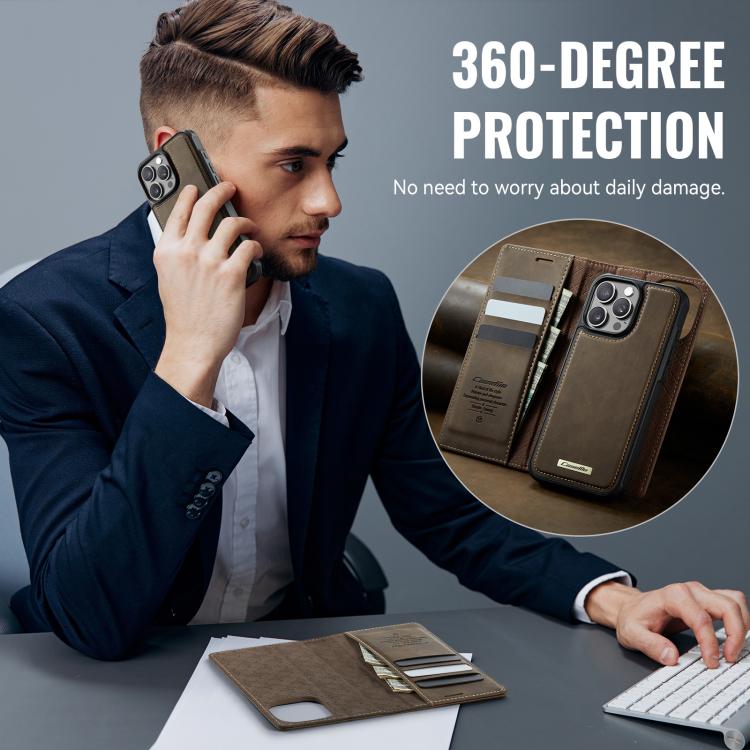 For iPhone 16 Pro CaseMe C49 MagSafe RFID Blocking Detachable Wallet Leather Phone Case(Coffee) - iPhone 16 Pro Cases by CaseMe | Online Shopping UK | buy2fix