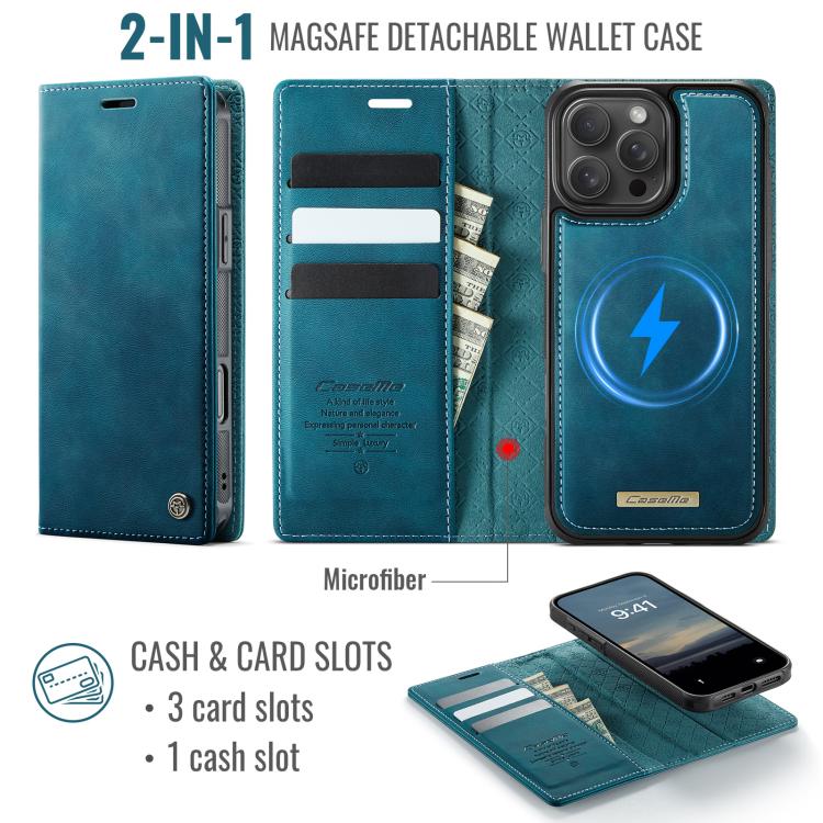 For iPhone 16 Pro CaseMe C49 MagSafe RFID Blocking Detachable Wallet Leather Phone Case(Green) - iPhone 16 Pro Cases by CaseMe | Online Shopping UK | buy2fix