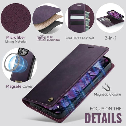 For iPhone 16 Pro CaseMe C49 MagSafe RFID Blocking Detachable Wallet Leather Phone Case(Purple) - iPhone 16 Pro Cases by CaseMe | Online Shopping UK | buy2fix