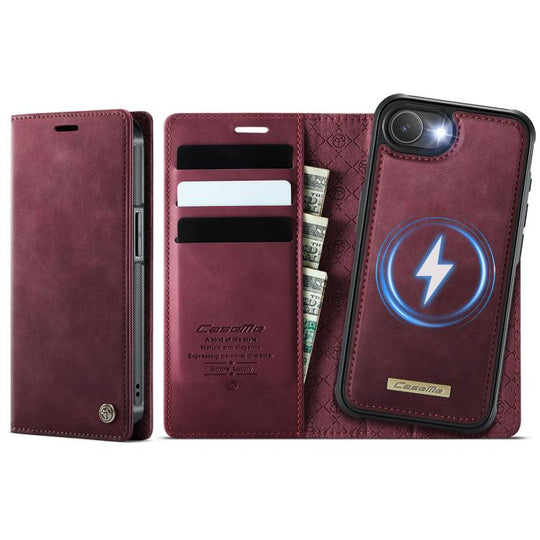For iPhone 17e / 16e CaseMe C49 MagSafe RFID Blocking Detachable Wallet Leather Phone Case(Red)