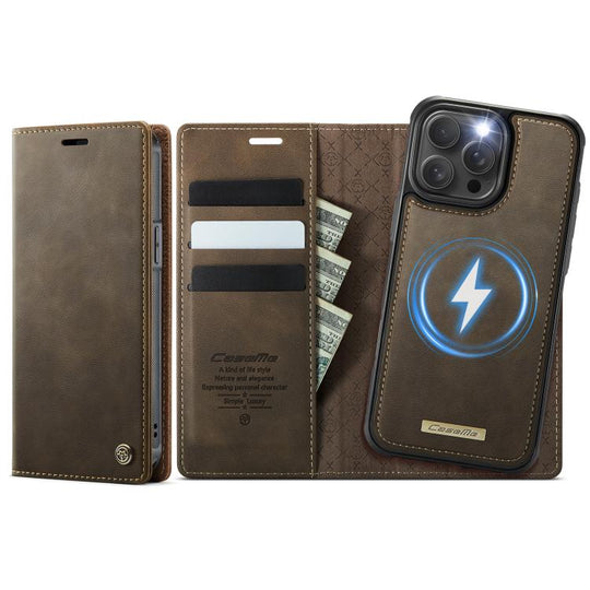 For iPhone 15 Pro Max CaseMe C49 MagSafe RFID Blocking Detachable Wallet Leather Phone Case(Coffee)