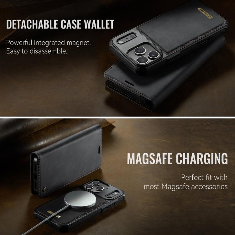 For iPhone 17 Pro Max CaseMe C49 MagSafe RFID Blocking Detachable Wallet Leather Phone Case(Black) - iPhone 17 Pro Max Cases by CaseMe | Online Shopping UK | buy2fix