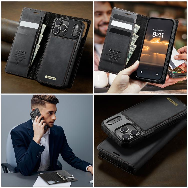 For iPhone 17 Pro Max CaseMe C49 MagSafe RFID Blocking Detachable Wallet Leather Phone Case(Black) - iPhone 17 Pro Max Cases by CaseMe | Online Shopping UK | buy2fix