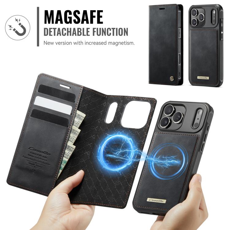 For iPhone 17 Pro CaseMe C49 MagSafe RFID Blocking Detachable Wallet Leather Phone Case(Black) - iPhone 17 Pro Cases by CaseMe | Online Shopping UK | buy2fix