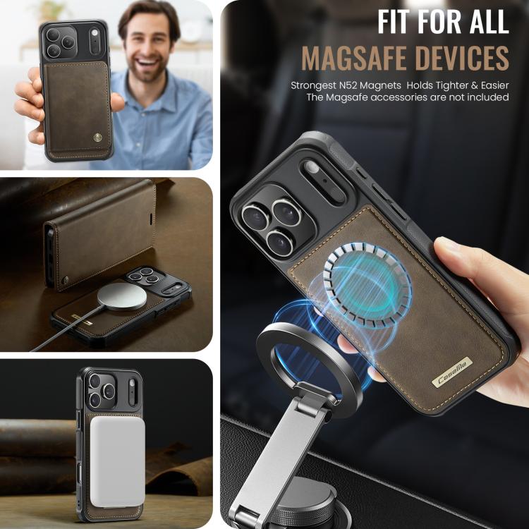 For iPhone 17 Pro CaseMe C49 MagSafe RFID Blocking Detachable Wallet Leather Phone Case(Coffee) - iPhone 17 Pro Cases by CaseMe | Online Shopping UK | buy2fix