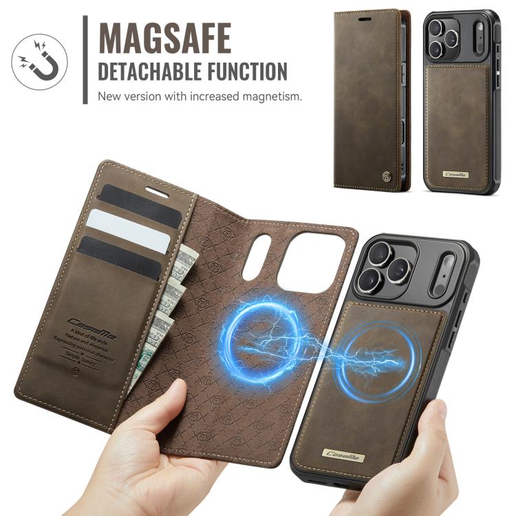 For iPhone 17 Pro CaseMe C49 MagSafe RFID Blocking Detachable Wallet Leather Phone Case(Coffee) - iPhone 17 Pro Cases by CaseMe | Online Shopping UK | buy2fix