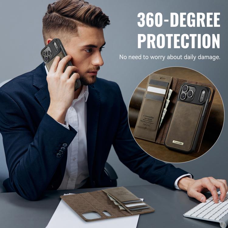 For iPhone 17 Pro CaseMe C49 MagSafe RFID Blocking Detachable Wallet Leather Phone Case(Coffee) - iPhone 17 Pro Cases by CaseMe | Online Shopping UK | buy2fix