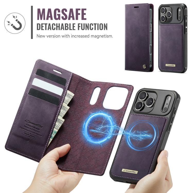 For iPhone 17 Pro CaseMe C49 MagSafe RFID Blocking Detachable Wallet Leather Phone Case(Purple) - iPhone 17 Pro Cases by CaseMe | Online Shopping UK | buy2fix