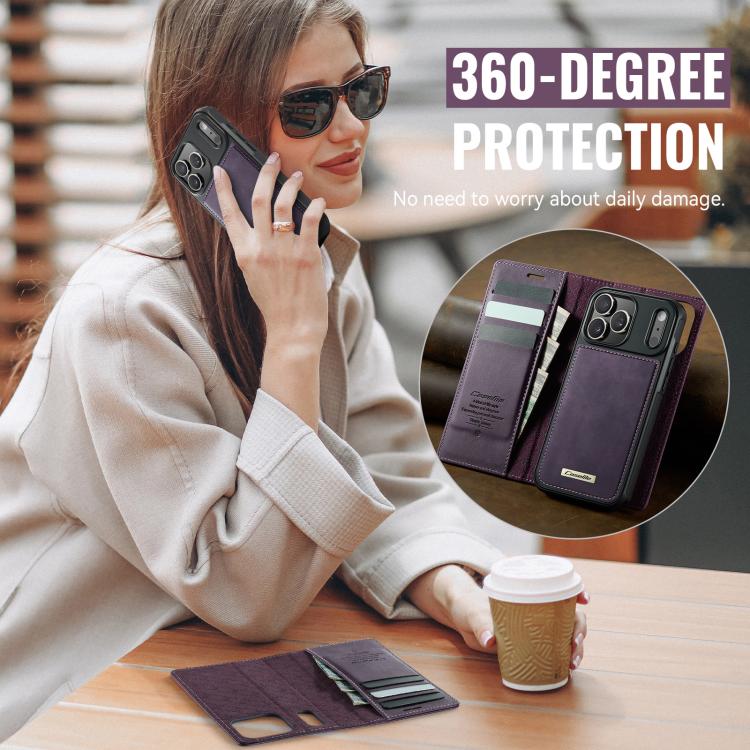 For iPhone 17 Pro CaseMe C49 MagSafe RFID Blocking Detachable Wallet Leather Phone Case(Purple) - iPhone 17 Pro Cases by CaseMe | Online Shopping UK | buy2fix