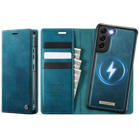 For Samsung Galaxy S22+ 5G CaseMe C49 Magnetic RFID Blocking Detachable Wallet Leather Phone Case(Green)