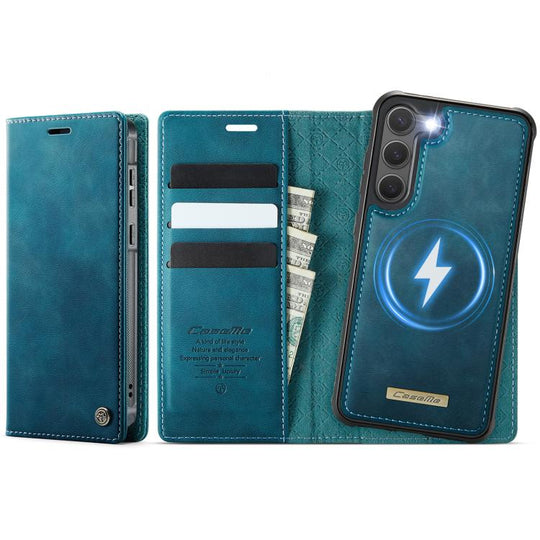 For Samsung Galaxy S23 5G CaseMe C49 Magnetic RFID Blocking Detachable Wallet Leather Phone Case(Green)