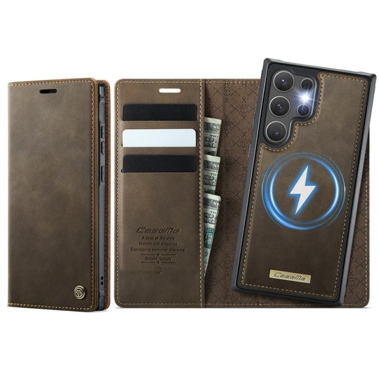 For Samsung Galaxy S23 Ultra 5G CaseMe C49 Magnetic RFID Blocking Detachable Wallet Leather Phone Case(Coffee)