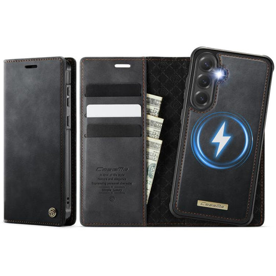 For Samsung Galaxy S23 FE 5G CaseMe C49 Magnetic RFID Blocking Detachable Wallet Leather Phone Case(Black)
