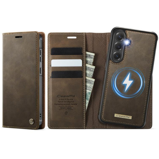 For Samsung Galaxy S24 FE 5G CaseMe C49 Magnetic RFID Blocking Detachable Wallet Leather Phone Case(Coffee)