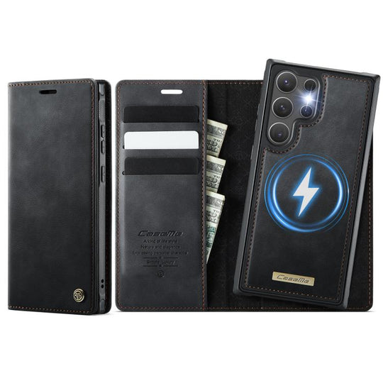 For Samsung Galaxy S24 Ultra 5G CaseMe C49 Magnetic RFID Blocking Detachable Wallet Leather Phone Case(Black)