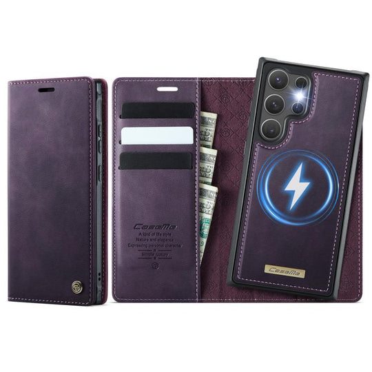 For Samsung Galaxy S24 Ultra 5G CaseMe C49 Magnetic RFID Blocking Detachable Wallet Leather Phone Case(Purple)