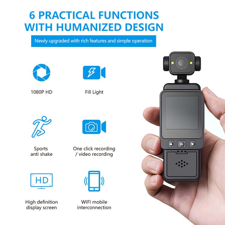 1080P Ultra-HD Clip Pocket Vlog Camera WiFi Portable Video Recorder Camera(Black) - Sports Camera by buy2fix | Online Shopping UK | buy2fix