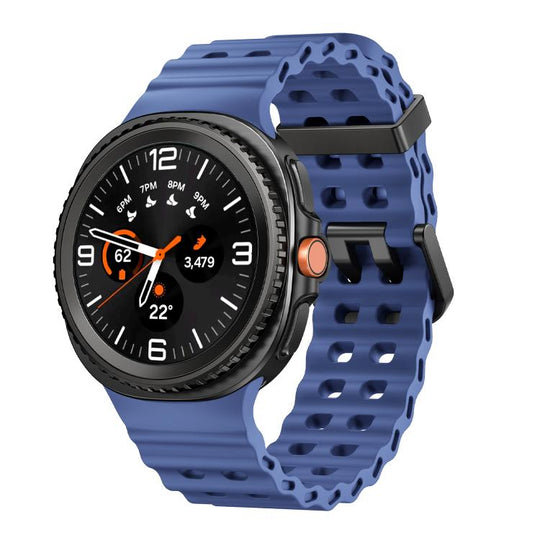 For Galaxy Watch9 / 8 / 8 Classic Ocean Style Quick Release Buckle Solid Color Silicone Watch Band(Sapphire Blue)