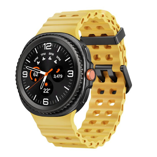 For Galaxy Watch9 / 8 / 8 Classic Ocean Style Quick Release Buckle Solid Color Silicone Watch Band(Yellow)