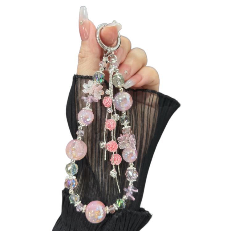 Rose Tassels Rose Real Flower Double-Layer Mobile PhoneChain - Lanyards & Wrist Straps by buy2fix | Online Shopping UK | buy2fix