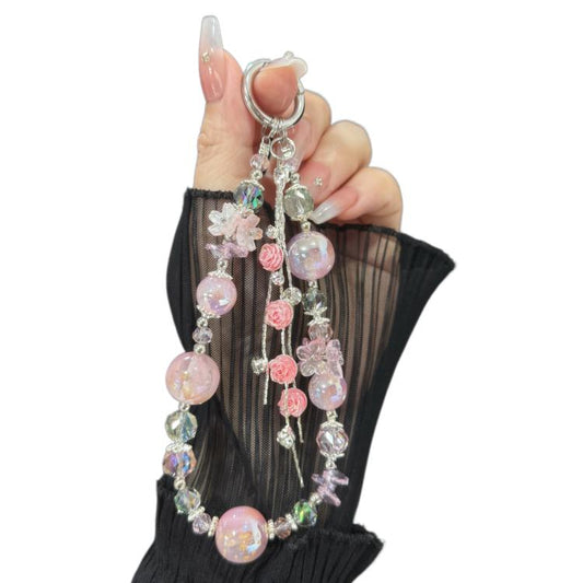 Rose Tassels Rose Real Flower Double-Layer Mobile PhoneChain - Lanyards & Wrist Straps by buy2fix | Online Shopping UK | buy2fix