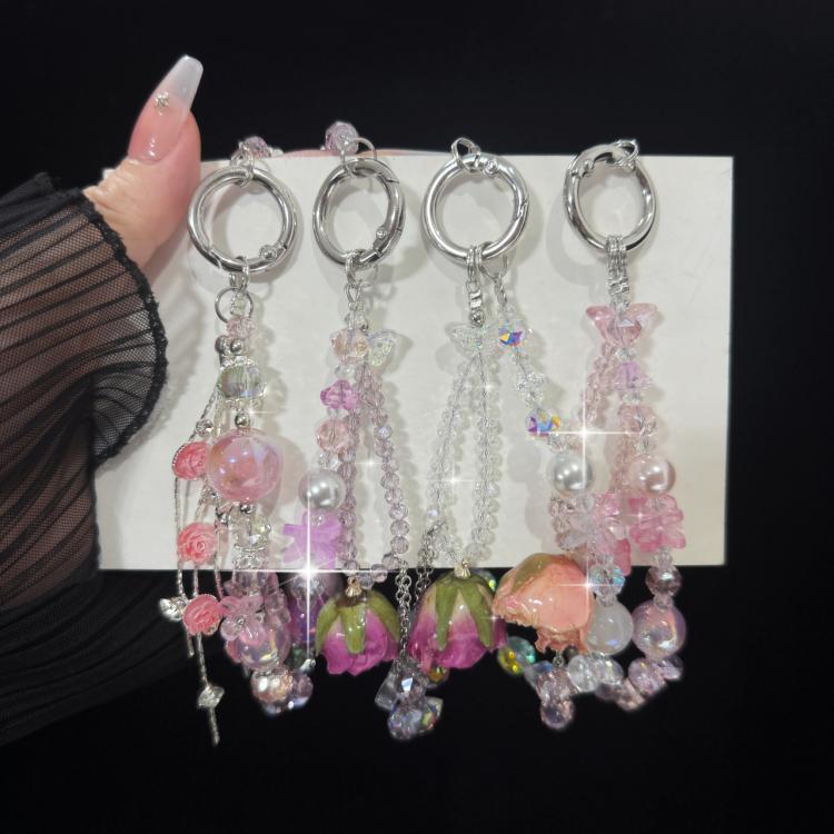 Purple Rose Real Flower Double-Layer Mobile PhoneChain - Lanyards & Wrist Straps by buy2fix | Online Shopping UK | buy2fix