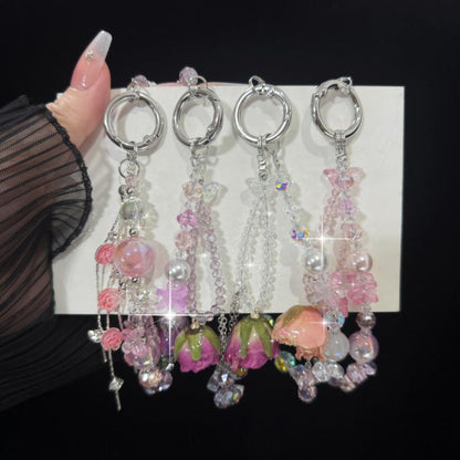 White Rose Real Flower Double-Layer Mobile PhoneChain - Lanyards & Wrist Straps by buy2fix | Online Shopping UK | buy2fix