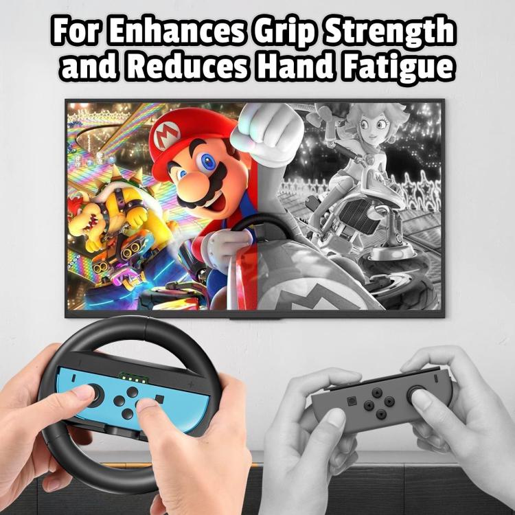 For Nintendo Switch 2 Left And Right Handle Racing Steering Wheel Grips Set(Black) - Gamepads by buy2fix | Online Shopping UK | buy2fix