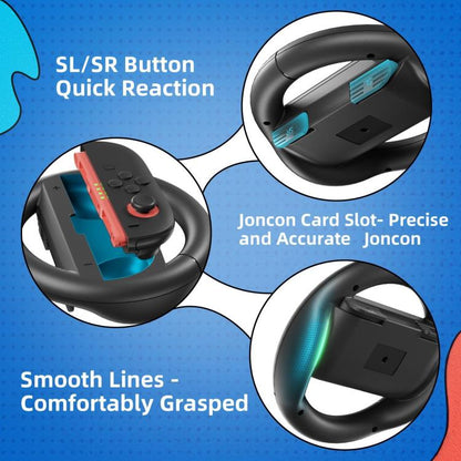 For Nintendo Switch 2 Left And Right Handle Racing Steering Wheel Grips Set(Orange Blue) - Gamepads by buy2fix | Online Shopping UK | buy2fix