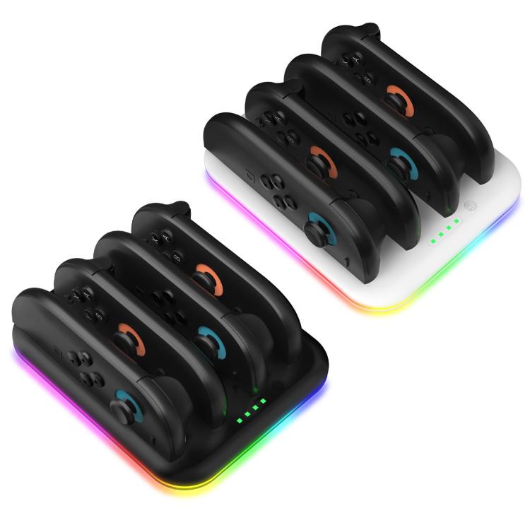 For Nintendo Switch 2 Game Handle 4 Seat Horizontal Charging Cradle With RGB Dazzling Lights(Black) - Charger & Power by buy2fix | Online Shopping UK | buy2fix
