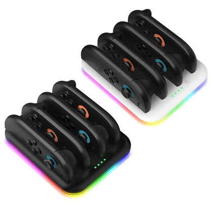 For Nintendo Switch 2 Game Handle 4 Seat Horizontal Charging Cradle With RGB Dazzling Lights(Black) - Charger & Power by buy2fix | Online Shopping UK | buy2fix