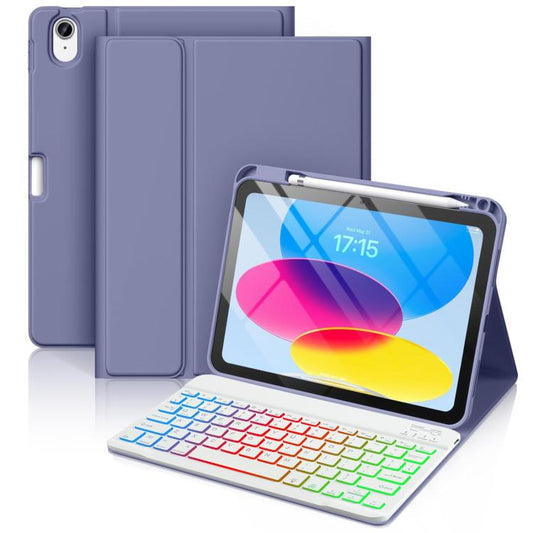 For iPad Air 11 2025 / 2024 Bluetooth Keyboard Silicone Leather Tablet Case with Pen Slot(Lavender Purple) - For iPad Air by buy2fix | Online Shopping UK | buy2fix