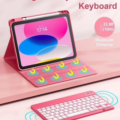 For iPad Pro 11 2021 / 2022 Bluetooth Keyboard Silicone Leather Tablet Case with Pen Slot(Begonia Red) - For iPad Pro by buy2fix | Online Shopping UK | buy2fix