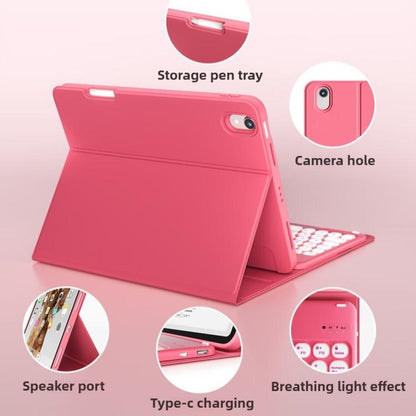 For iPad Pro 11 2021 / 2022 Bluetooth Keyboard Silicone Leather Tablet Case with Pen Slot(Cherry Pink) - For iPad Pro by buy2fix | Online Shopping UK | buy2fix