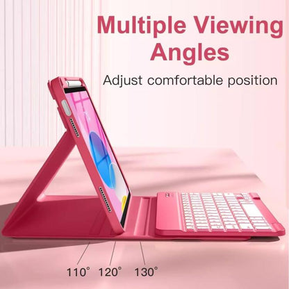 For iPad 2025 Bluetooth Keyboard Silicone Leather Tablet Case with Pen Slot(Begonia Red) - Universal by buy2fix | Online Shopping UK | buy2fix