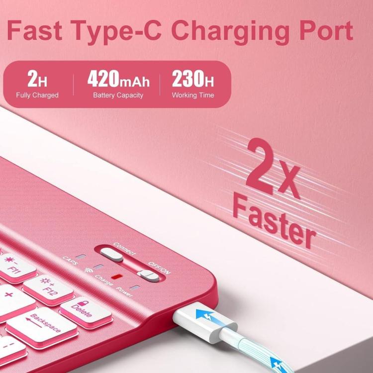 For iPad 2022 Bluetooth Keyboard Silicone Leather Tablet Case with Pen Slot(Cherry Pink) - Universal by buy2fix | Online Shopping UK | buy2fix