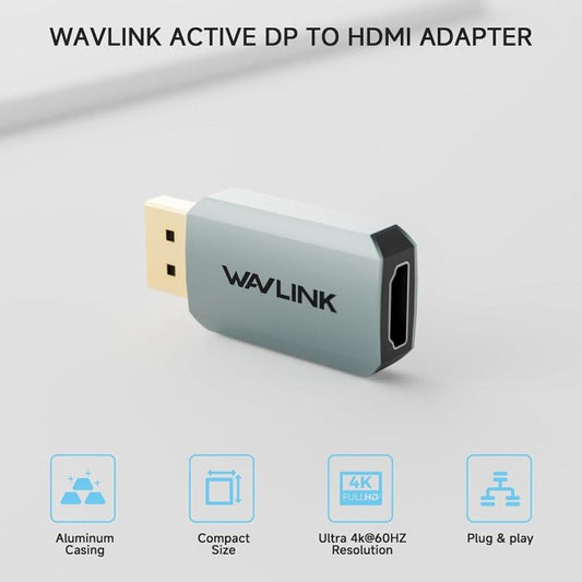 WAVLINK CAH5 For PC TV Projector DisplayPort to HDMI Adapter 4K 60Hz Video Converter - Converter by WAVLINK | Online Shopping UK | buy2fix