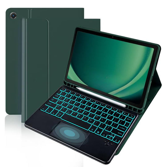 For Samsung Galaxy Tab S8 / S7 Touch Bluetooth Colorful Backlit Keyboard Case(Dark Green)