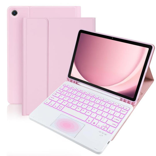 For Samsung Galaxy Tab S9 FE Plus / S9 Plus Touch Bluetooth Colorful Backlit Keyboard Case(Pink)