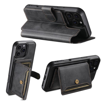 For iPhone 16 Pro Suteni Q05S1 3-in-1 Detachable Wallet MagSafe Leather Phone Case(Black) - iPhone 16 Pro Cases by Suteni | Online Shopping UK | buy2fix