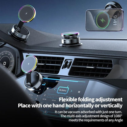 K3 With Colorful Light Rotating Magnetic Car Wireless Charging Vacuum Sucker Phone Stand - Wireless Charger Holders by buy2fix | Online Shopping UK | buy2fix