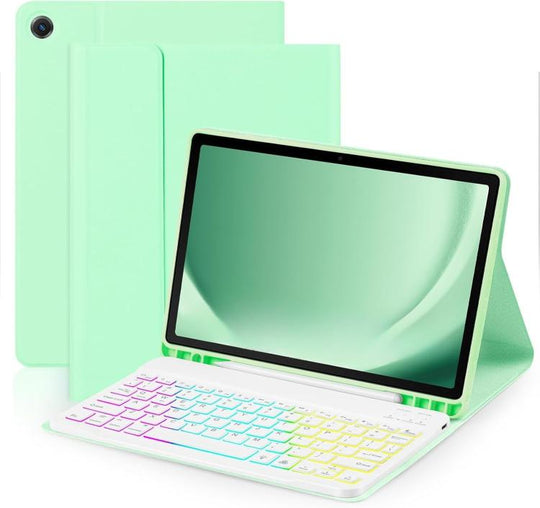 For iPad 10.2 2021 / 2022 Backlit Colorful Bluetooth Keyboard Protective Leather Case(Tender Green)