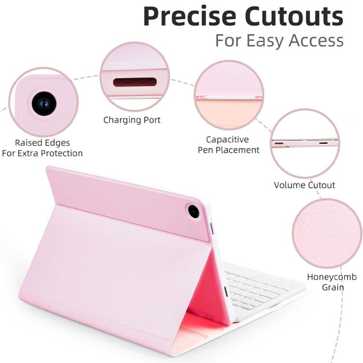 For iPad Air 2022 / 2020 10.9 Backlit Colorful Bluetooth Keyboard Protective Leather Case(Cherry Pink) - For iPad Air by buy2fix | Online Shopping UK | buy2fix